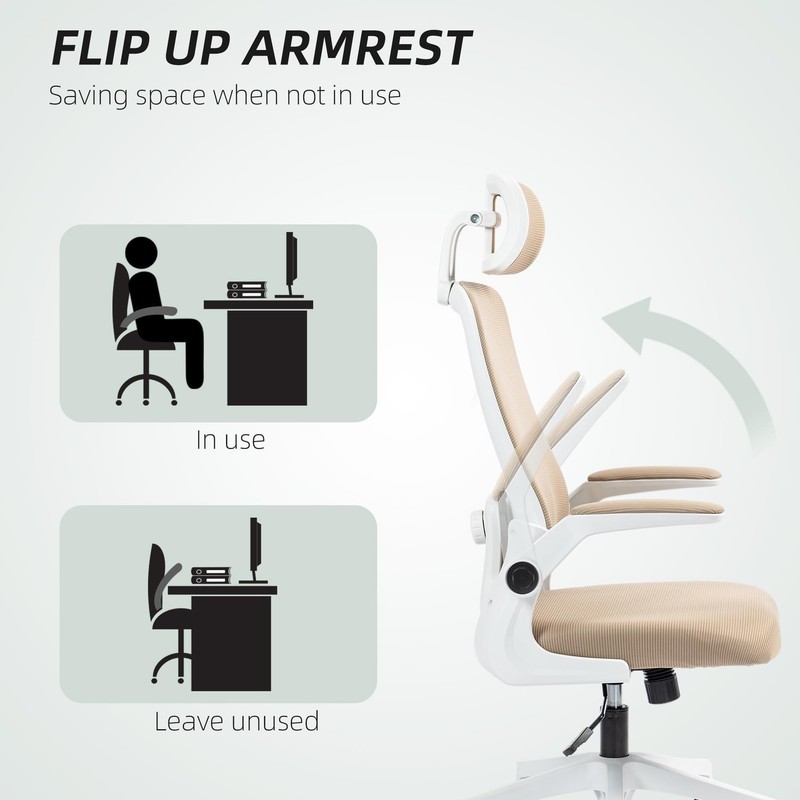 Office Chair, High Back Desk Chair with Flip-up Armrest, Rotatable Headrest, ... gallery