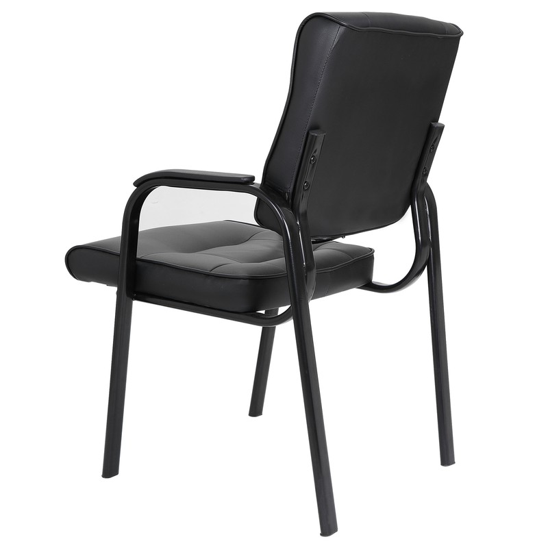 2X Black Guest Chair Side Chair Classic Leather Office Desk Side Chair Reception gallery