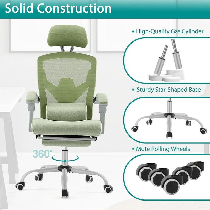 Swivel Ergonomic Chair for Home & Office – Adjustable Footrest & Neck Support gallery