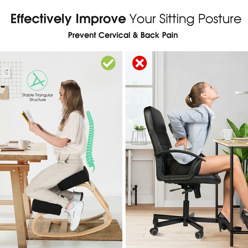 Ergonomic Kneeling Chair Rocking Stool Upright Posture Office Furniture Black gallery