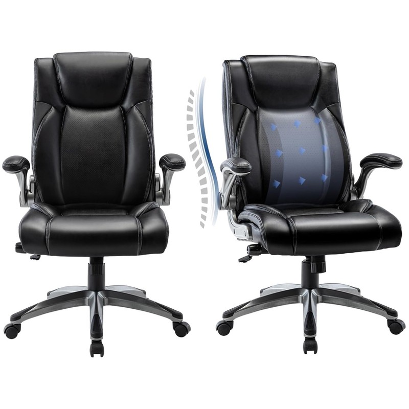 High Back Leather Office Chair with Lumbar Support