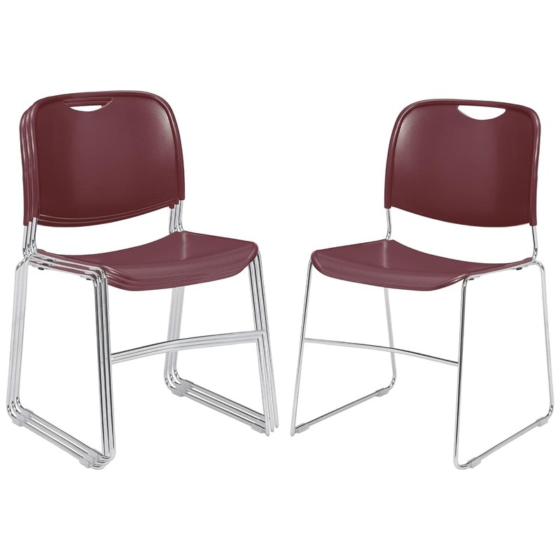 OEF Furnishings OEF8508/4 Plastic Sled Base Stack Chair 4-Pack WINE RED