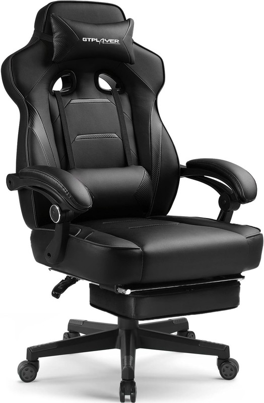 Gaming Chair with Footrest, Big and Tall Game Chair 350lb Racing Style Comput...