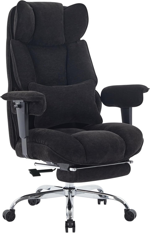 Executive Office Chair, Soft-Cushioned Computer Chair with Foot Rest, Fabric Hom gallery