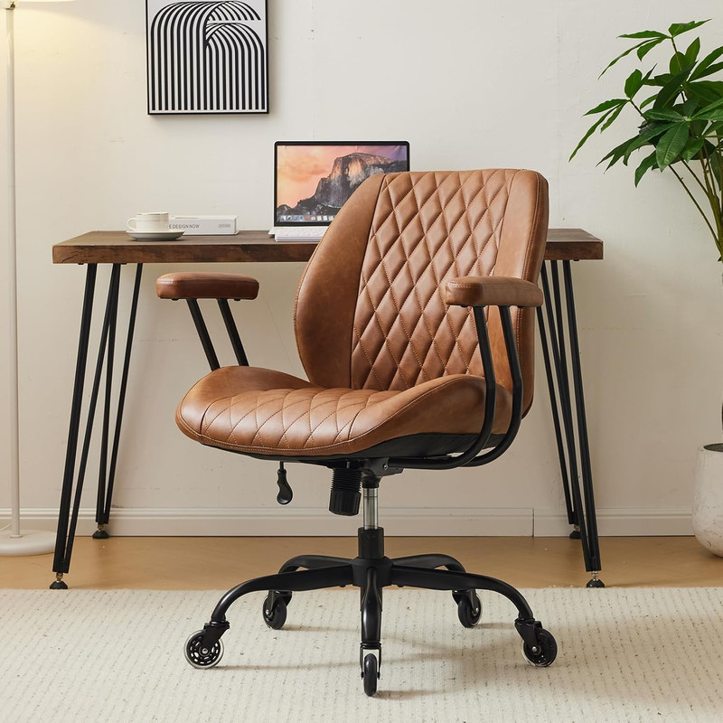 YFO Home Office Desk Chair Office Rubber Casters Ergonomic Computer Chair with L
