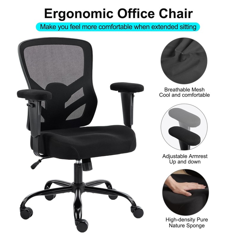 YFO Ergonomic Office Chair, Mesh Computer Desk Chair with Adjustable Back Lum... gallery