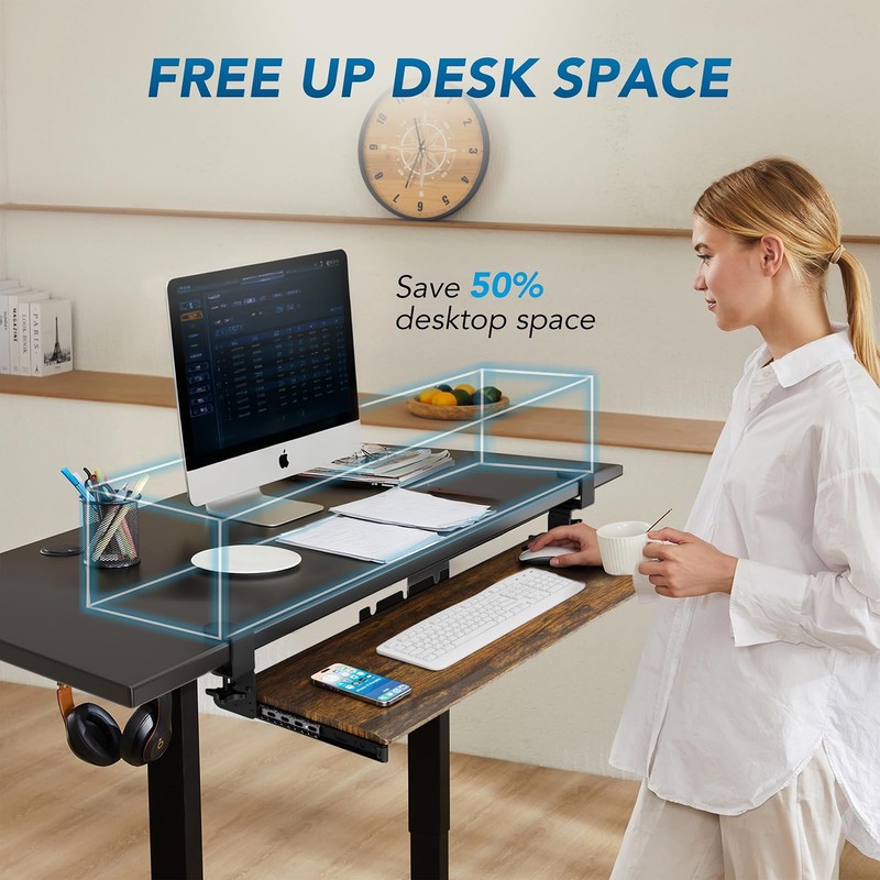 Keyboard Tray Under Desk Pull Out with Extra Sturdy C Clamp Mount System, 32.... gallery