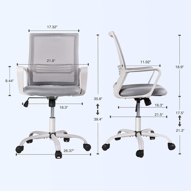 SMUG Ergonomic Mid Back Breathable Mesh Swivel Desk Chair - Gray gallery