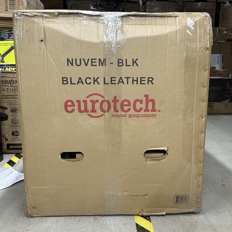 Eurotech Nuvem Leather High-Back Lounge Chair with Ottoman, Black/Aluminum gallery