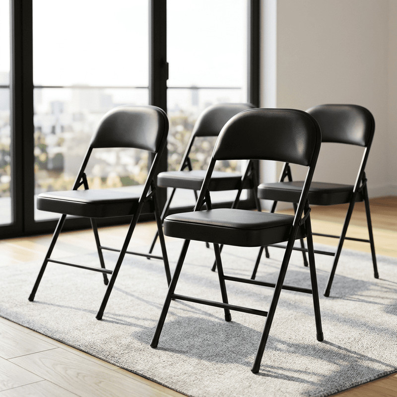 4 Pcs Folding Chairs 330lbs Heavy Duty Padded Metal Fabric Folding Chair Party