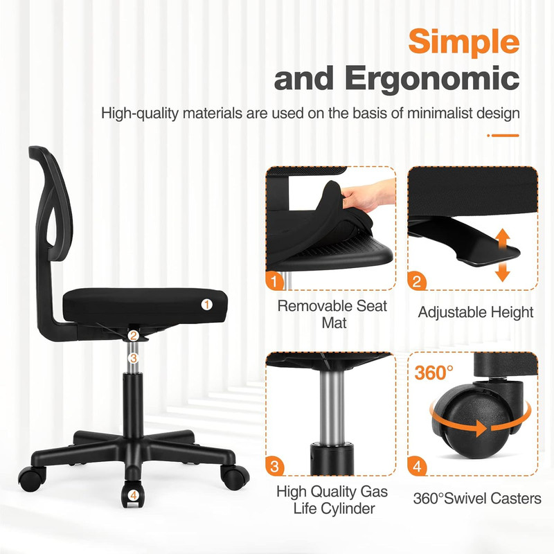 Sweetcrispy Small Office Desk Chair, Ergonomic Low-Back Mesh Rolling Work Swivel gallery