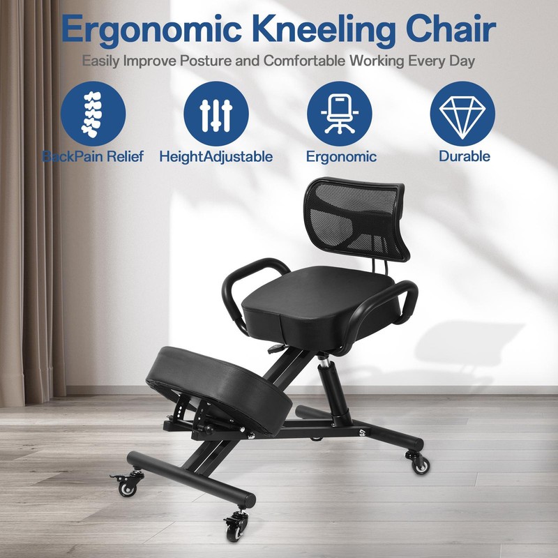 Ergonomic Kneeling Chair Upright Back Postures Home Office Adjust Height Angle gallery