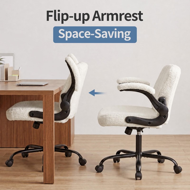 DUMOS Criss Cross Home Office Chair with Wheels, Wide Cross Legged Desk Vanit... gallery