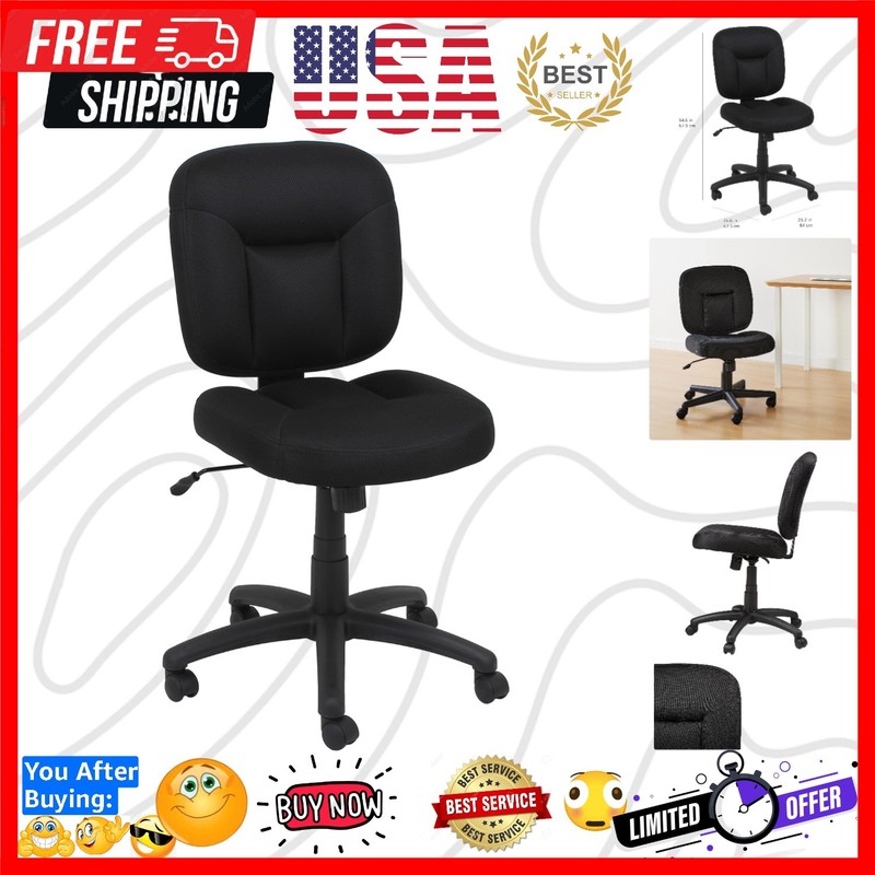 Low-Back Office Desk Chair with Back Support, Adjustable Height, 360 Degree S…