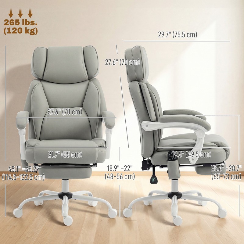 Massage Office Chair with Heat Reclining Function, Light Gray gallery