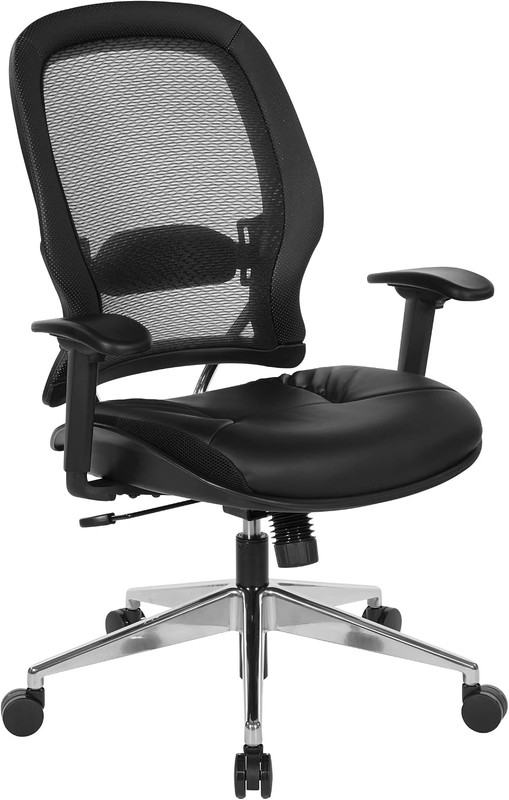 Professional Adjustable Office Chair with Padded Leather Seat and Aluminum Base