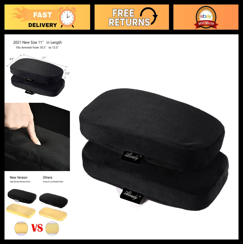 Comfy Arm Rest Pillow Covers for Office Chairs – 11” Elbow Cushions, Set of 2