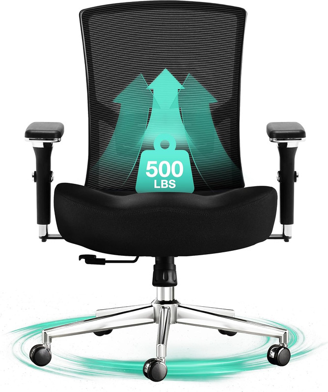 Big and Tall Office Chair 500Lbs, Ergonomic Oversize Mesh Desk Chair, Heavy Duty