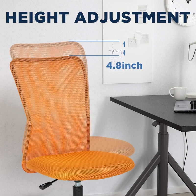 Stylish Armless Office Chair with Back Support, Orange gallery