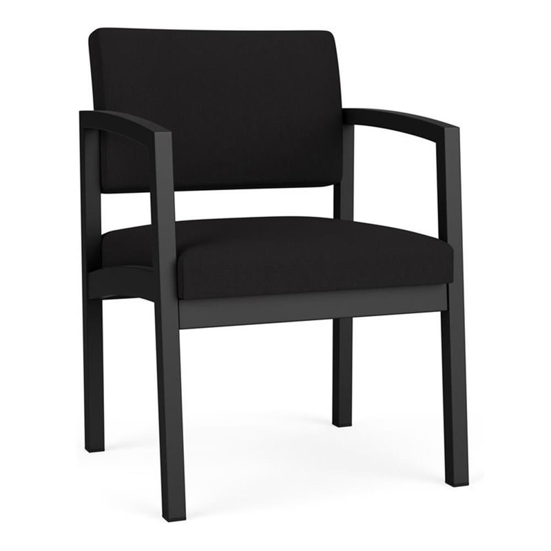 Pemberly Row Reception Waiting Room Healthcare Guest Chair – Black Steel / Black