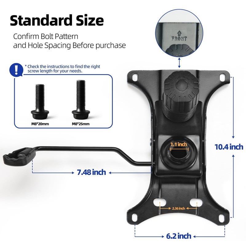 Heavy Duty 500lbs Office Chair Tilt Control Mechanism Parts with 6" x 10.2" M... gallery
