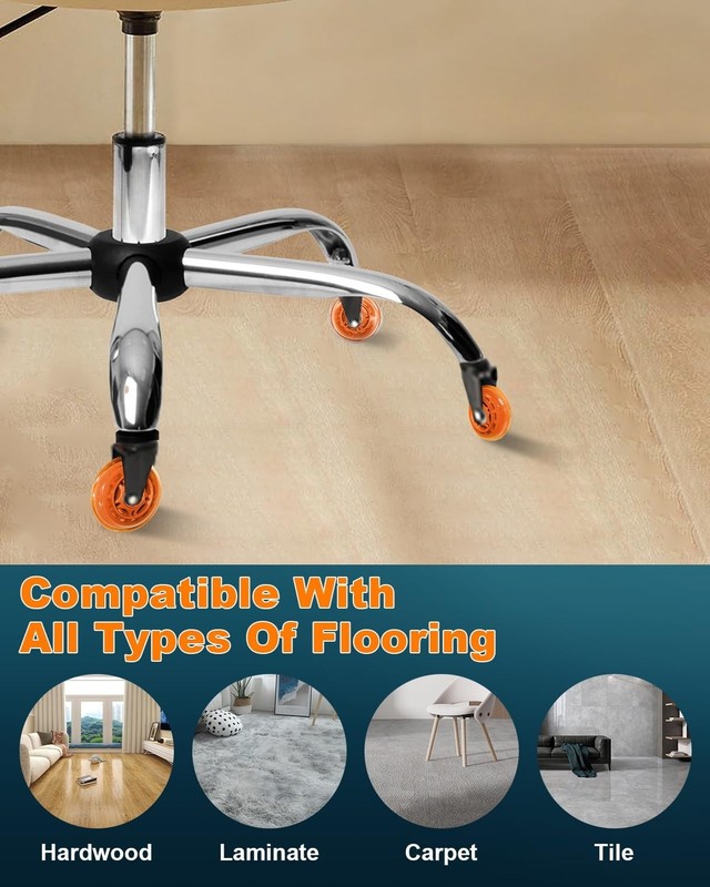Heavy-Duty 3-Inch Office Chair Casters - Noise-Free Universal Fit Wheels gallery