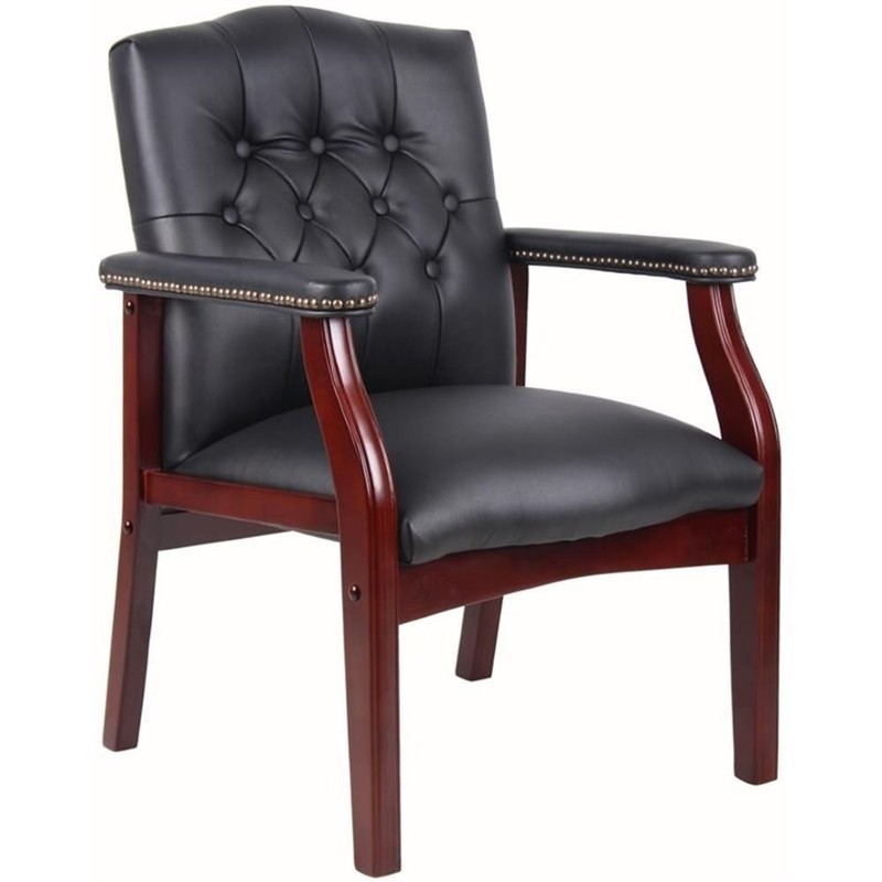 Scranton & Co Traditional Caressoft Tufted Guest Chair in Black