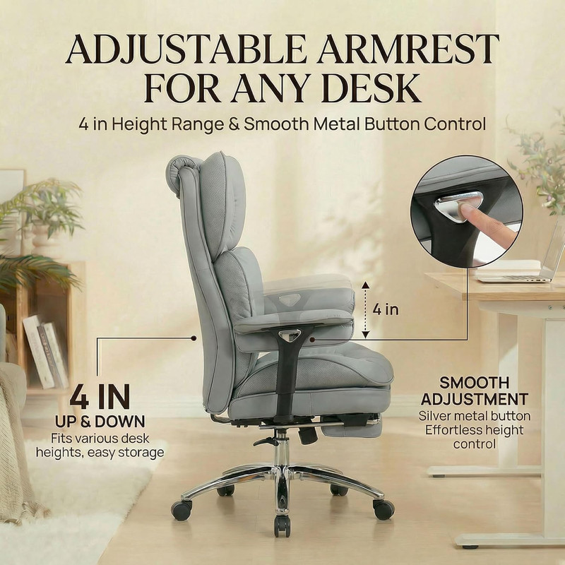 Extra Wide Big & Tall Desk Chair 400lbs with 3D Armrests & Footrest gallery