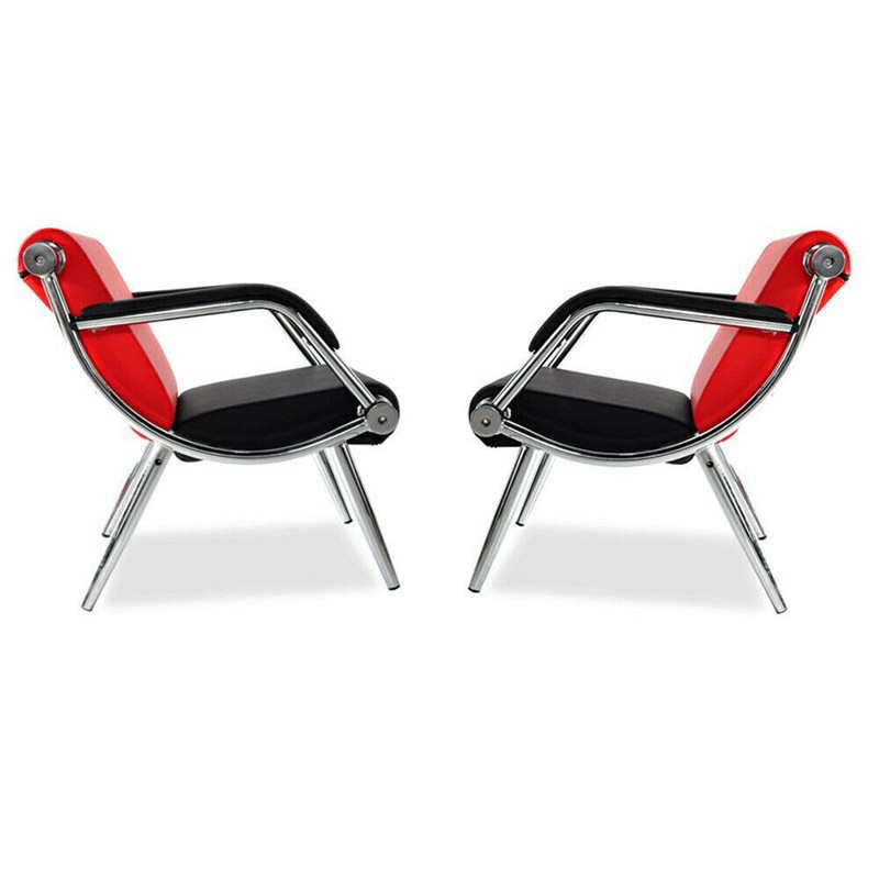 Set of 2 PU Leather Conference Chairs Waiting Room Reception w/ Steel Frame gallery