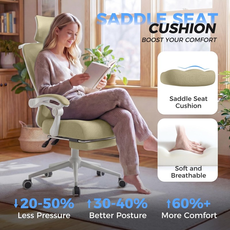 Ergonomic Office Chair - Adjustable Lumbar & Headrest, 90-160° Reclining with... gallery