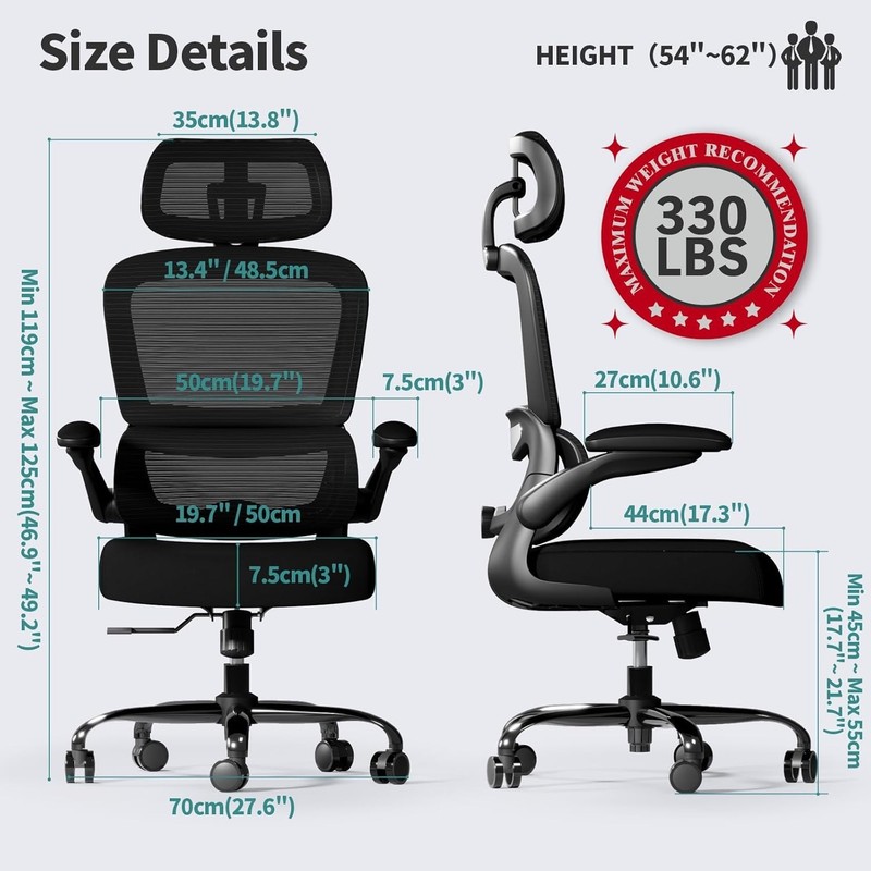 Comfortable Mesh Desk Chair 330 lbs Capacity gallery