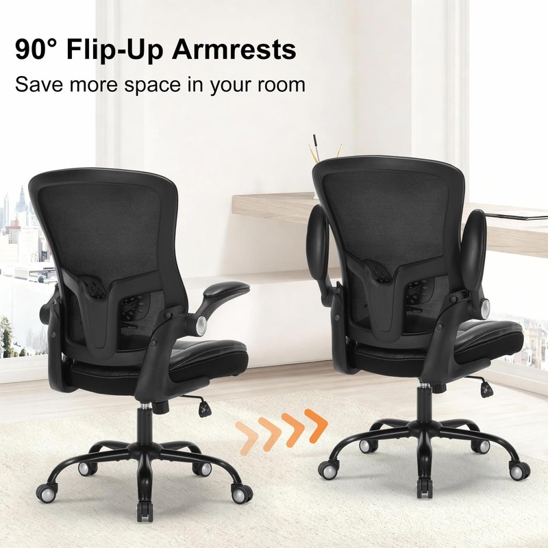® Ergonomic Office Chair, Adjustable Flip-Up Armrest Desk Chair with Lumbar ,... gallery