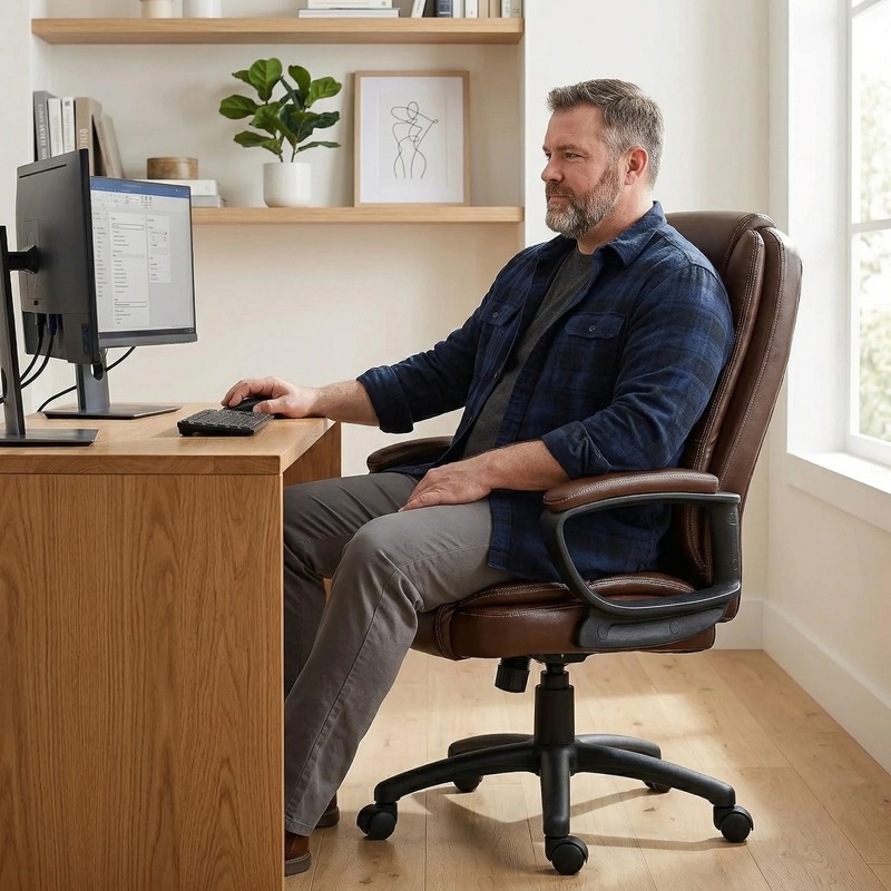 Big & Tall Ergonomic Office Desk Chair - High Back, Leather Cushions gallery