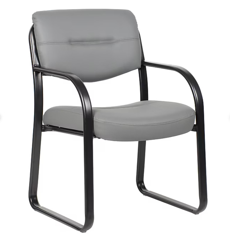 Boss LeatherPlus Guest Chair with Sled Base New