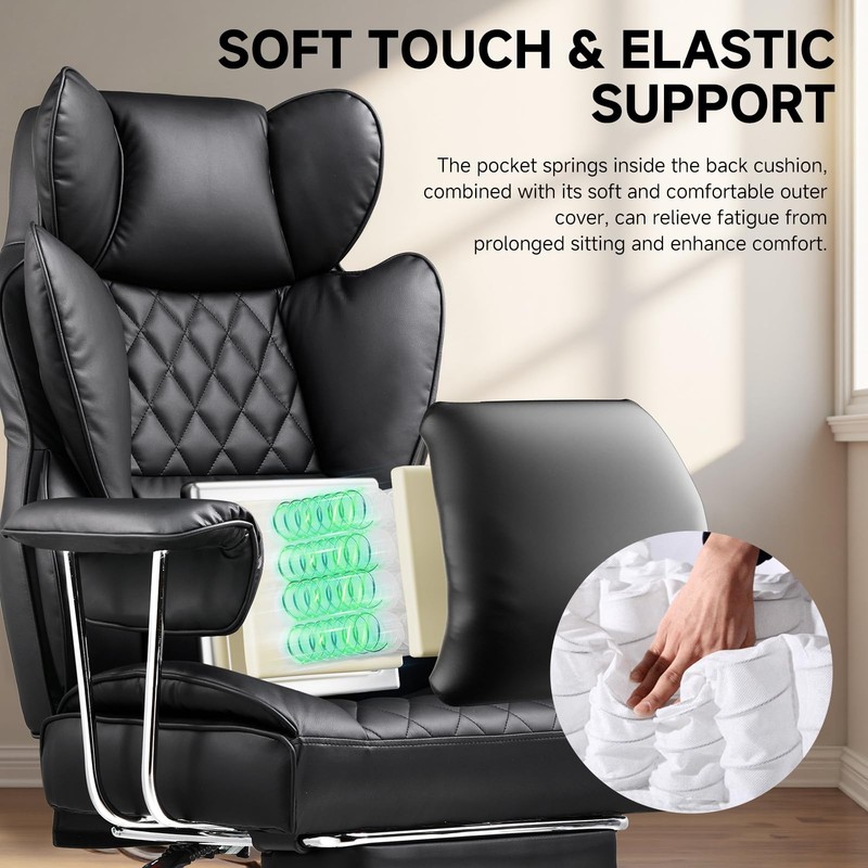 Big and Tall Office Chair, High Back Leather Gaming Chair with Footrest, Exec... gallery