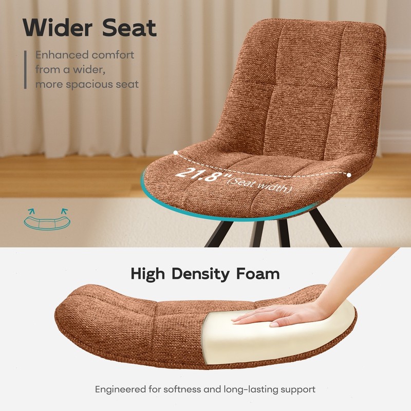 300LBS Capacity Upholstered Dining Chair with Padded Seat and Auto Swivel Fabric gallery