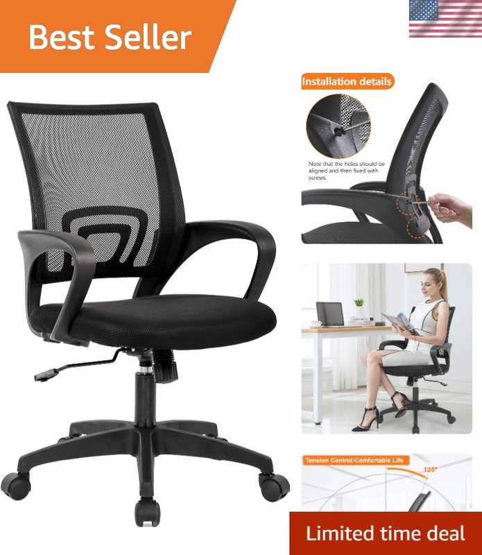 Adjustable Height Mesh Office Chair with Rolling Wheels for Ultimate Comfort
