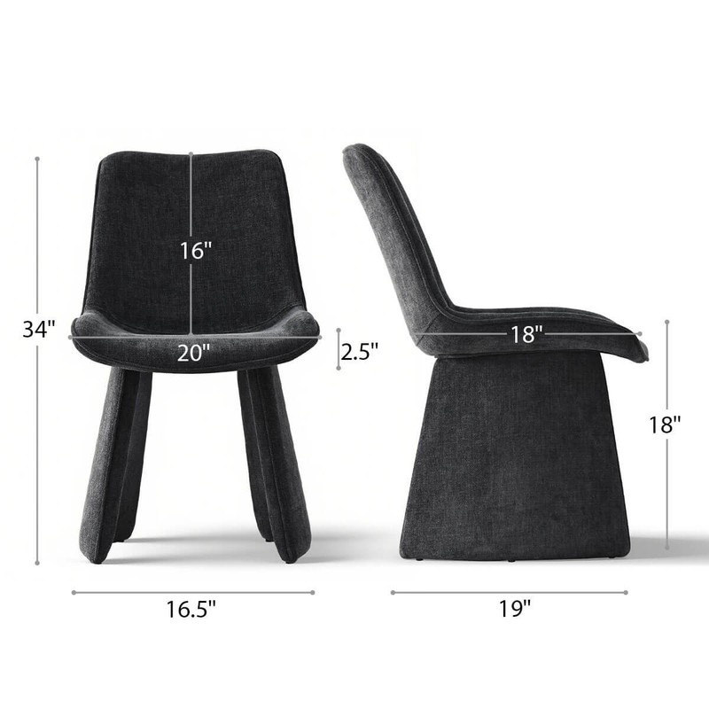 Set of 4 Upholstered Dining Chairs Flared Tripod Base Soft Fabric Side Chair gallery
