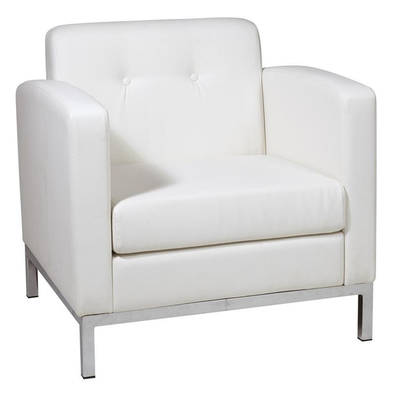 Pemberly Row Modern / Contemporary Armchair in White Faux Leather gallery
