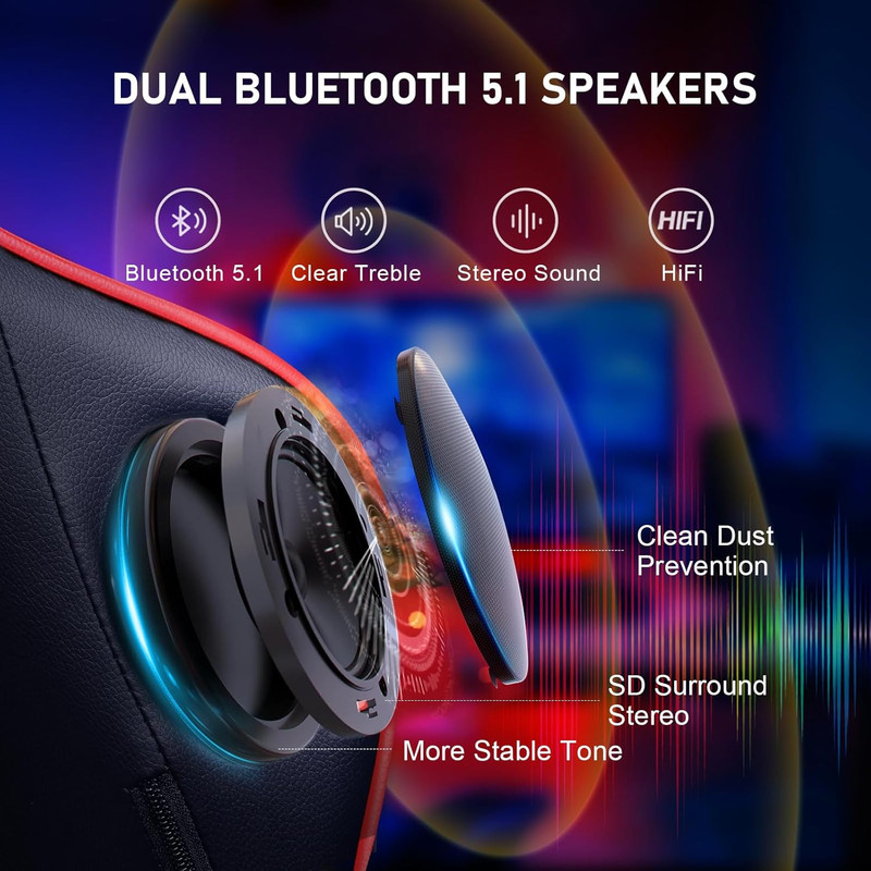 Ergonomic Gaming Chair with Footrest, Speakers & Bluetooth for Ultimate Comfort gallery