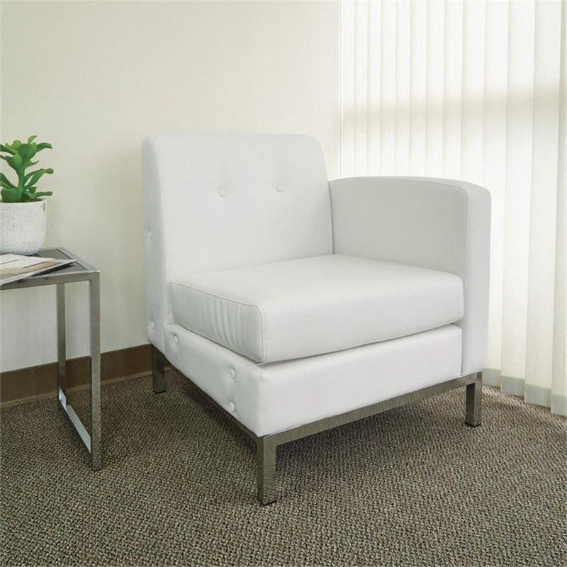 Wallstreet Chair Right Arm Facing in White Faux Leather gallery