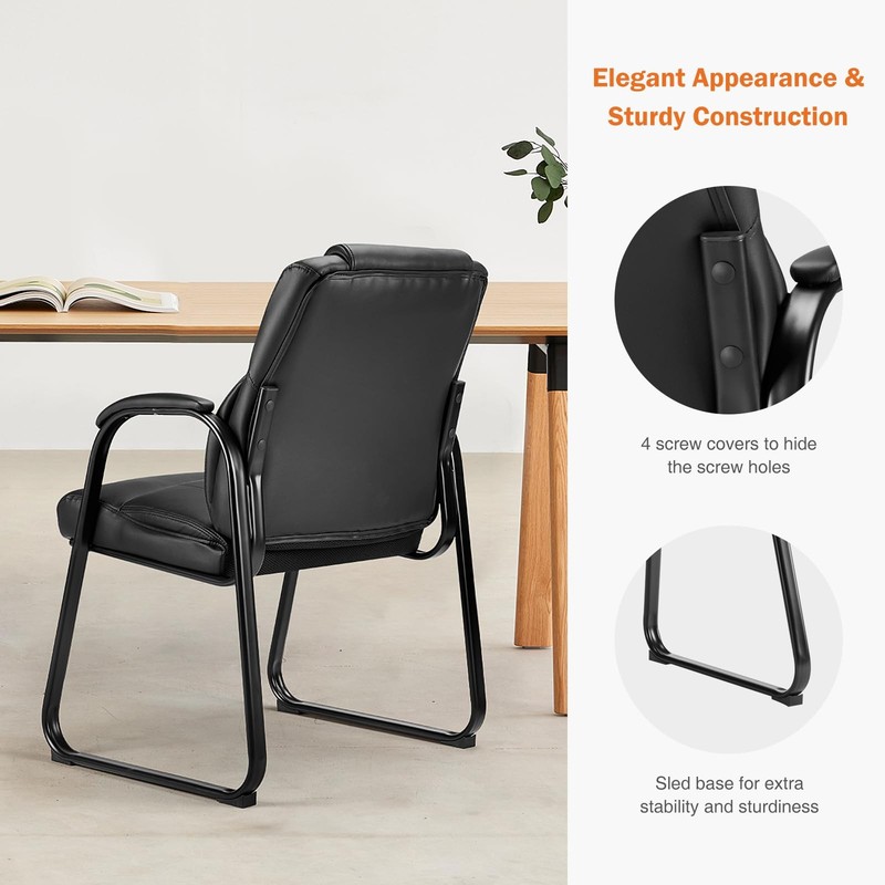 Waiting Room Guest Chair Set of 2, Stationary Office Reception Chairs No Whee... gallery