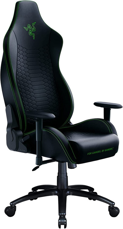 Iskur X Ergonomic Gaming Chair Black/Green – Leather Upholstered Adjustable Armr