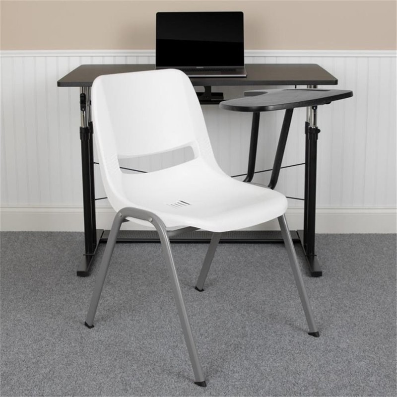 Flash Furniture Plastic Classroom Chair in White with Left Arm Tablet gallery