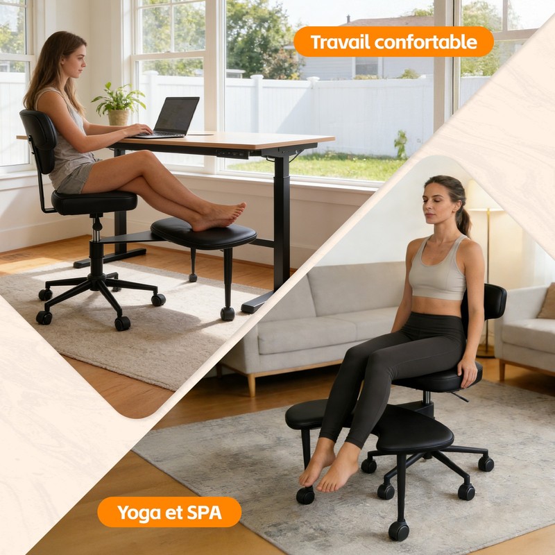 Active Sitting Ergonomic Cross Legged Chair Friendly 360° Swivel Faux Leather gallery