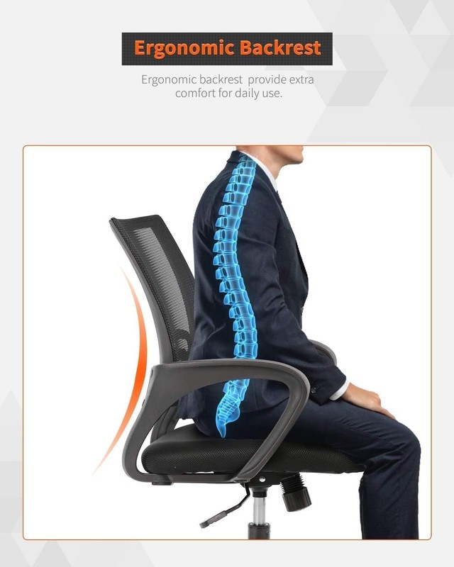 Breathable Mesh Computer Chair with Ergonomic Design - Perfect for Home Office gallery