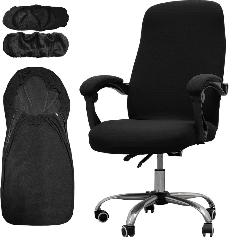 Office Chair Cover W/ Armrest Covers， Universal Stretch Desk Chair Cover
