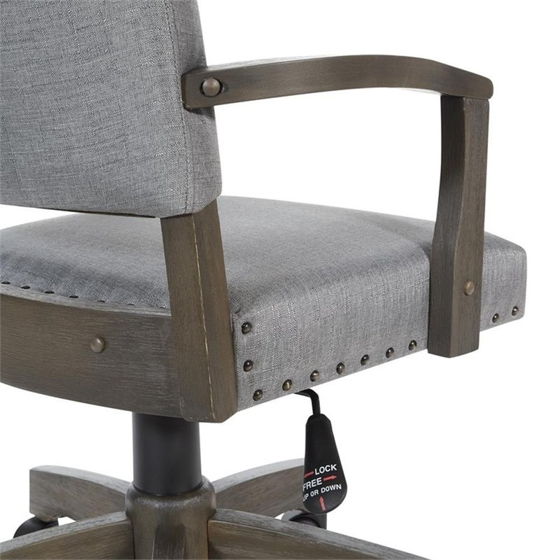 Scranton & Co Antique Gray Banker's Chair in Gray Fabric with Nailhead Trim gallery