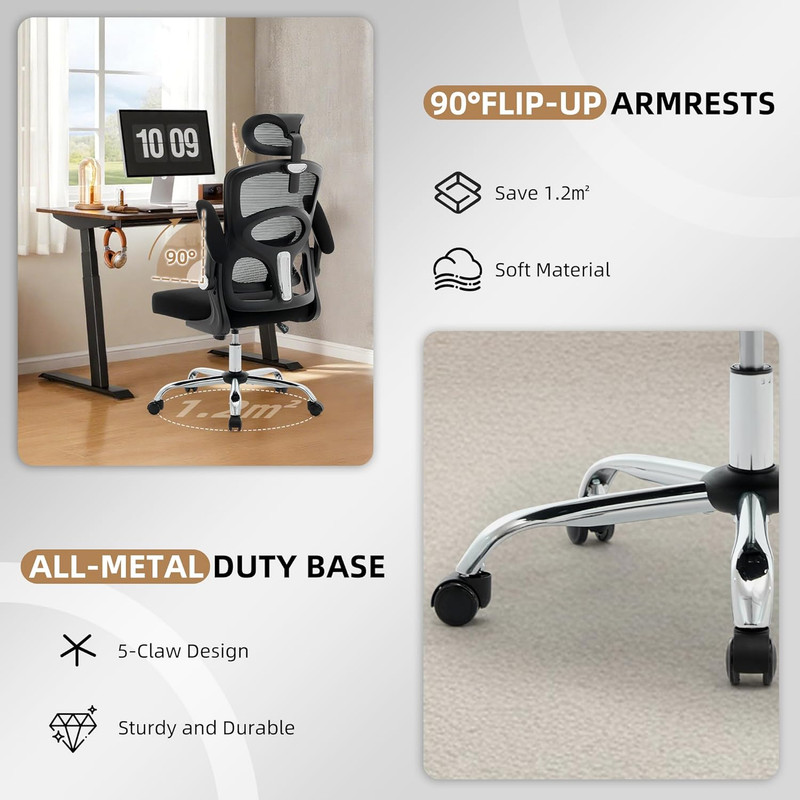 Ergonomic High Back Mesh Office Chair with Adjustable Headrest & Rolling Wheels gallery