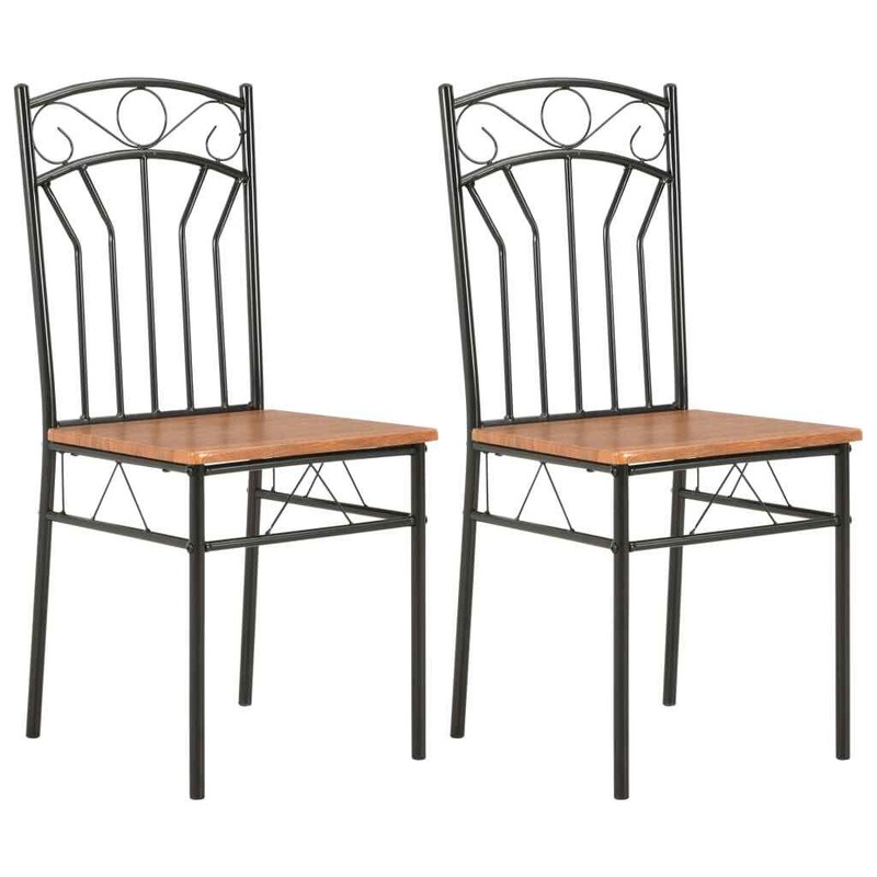 Dining Chairs Wood Top Metal Frame Seating for Dining Room Brown MDF vidaXL